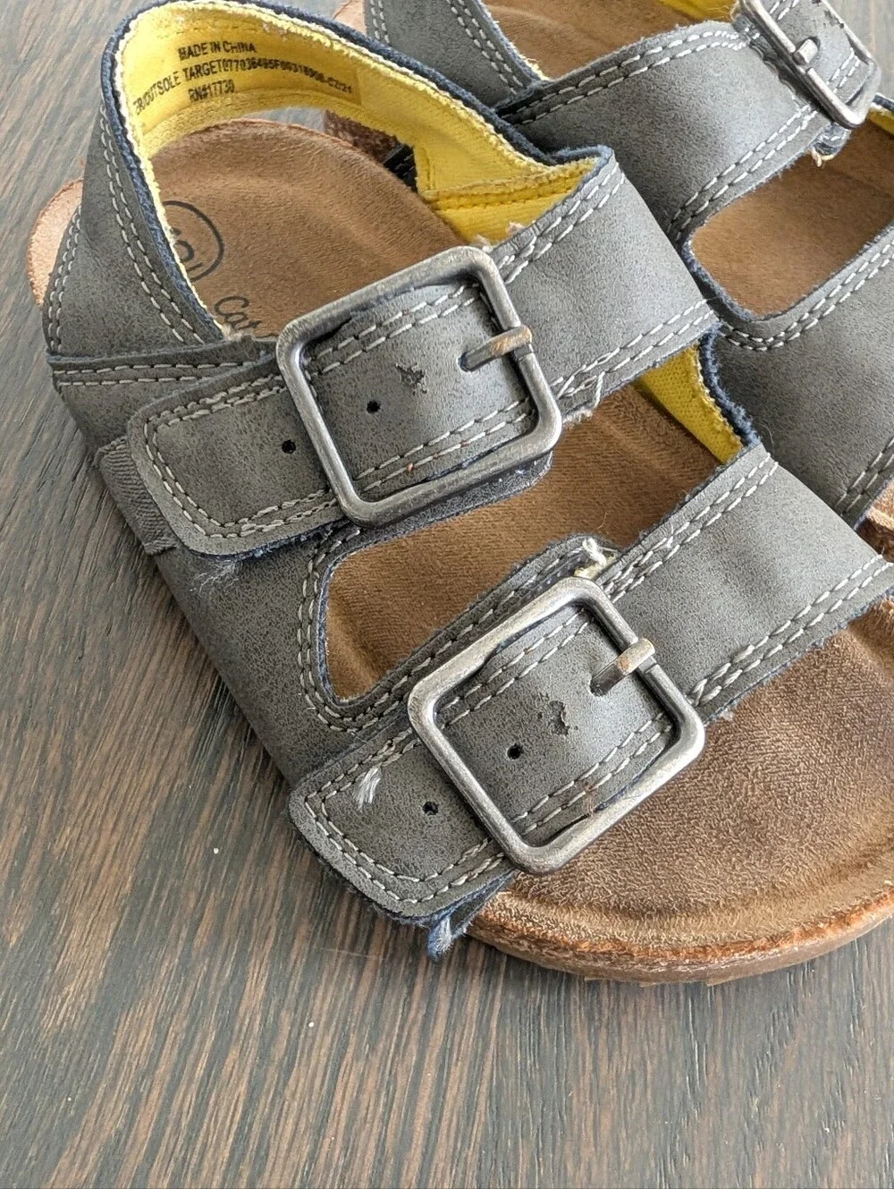 Cat & Jack Kids' Gray Double-Buckle Sandals, Size 6